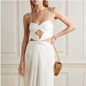 Cut-out Stretch-Jersey, Chiffon and Crochet Maxi Dress (Small)